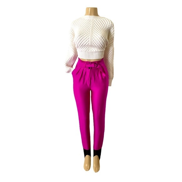 Italian Skitique Vintage Fuchsia Stirrup Ski Pants - Picture 4 of 11